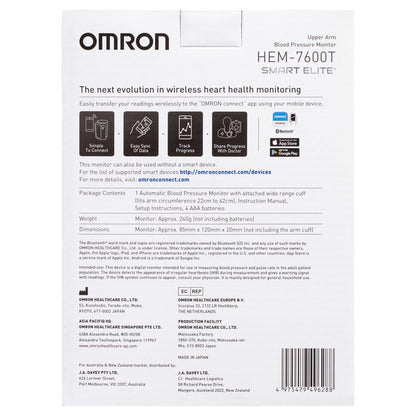 Omron Smart Elite HEM7600T Blood Pressure Monitor Bluetooth Tubeless