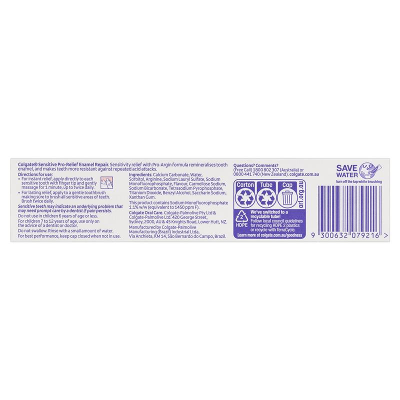 Colgate Toothpaste Sensitive ProRelief Enamel Repair 110g