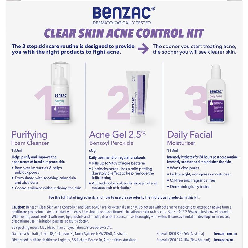 Benzac Acne Control 3 Step Acne Starter Kit