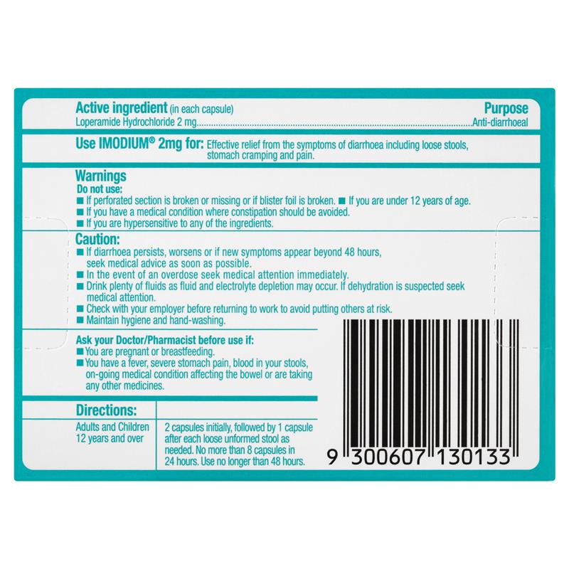 Imodium Diarrhoea Capsules 20 Pack