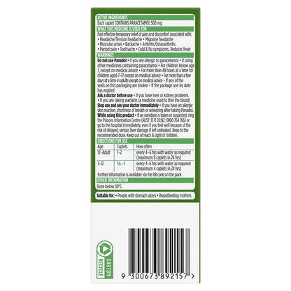Panadol Optizorb Paracetamol Pain Relief 48 Caplets