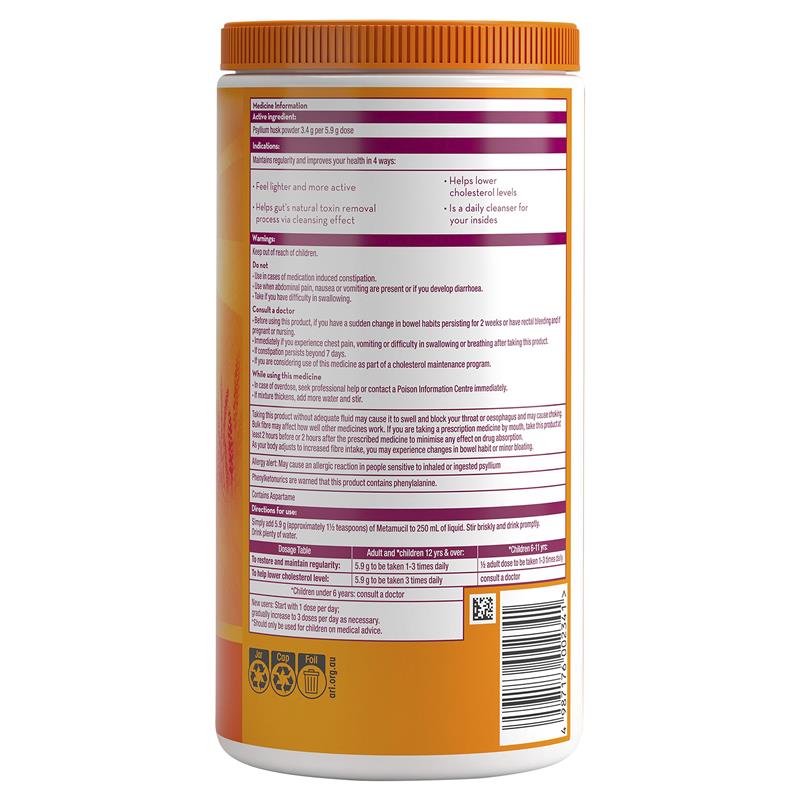 Metamucil Fibre Supplement Smooth Orange 114 Dose 673g