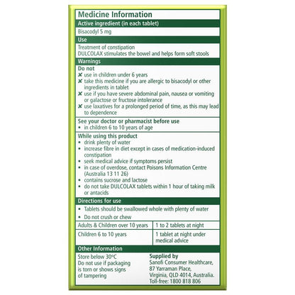 Dulcolax Laxatives 5mg 200 Tablets