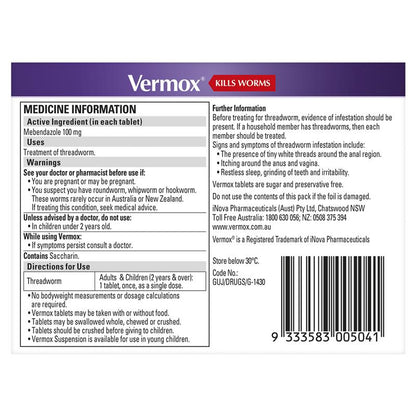 Vermox Worming Treatment Orange 2 Tablets