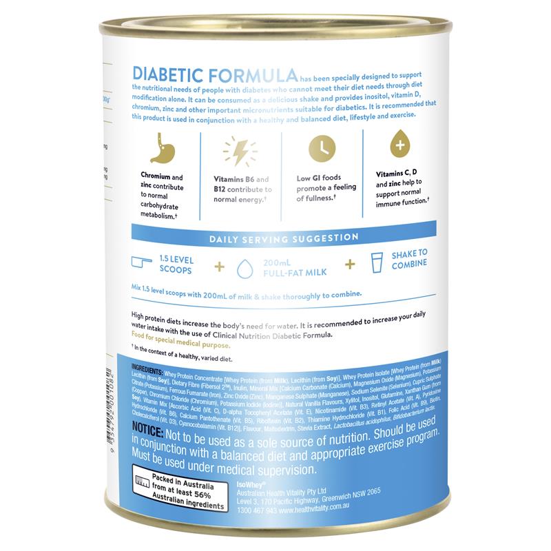 IsoWhey Clinical Nutrition Diabetic Formula Vanilla 640g