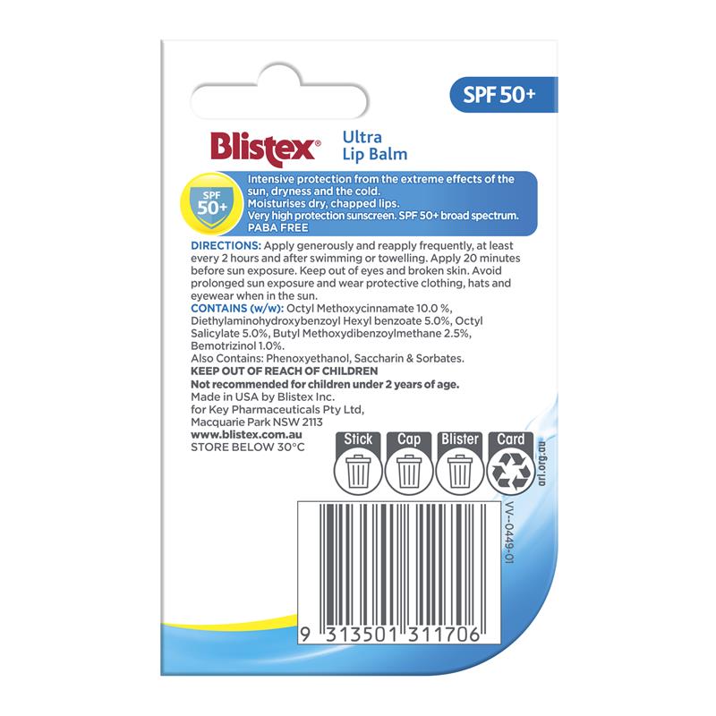 Blistex Ultra Lip Balm SPF 50+ 4.25gm Stick