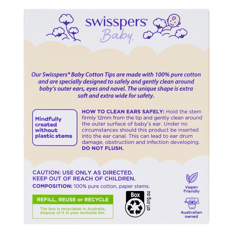 Swisspers Baby Cotton Tips Paper Stems 40
