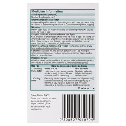 Nicorette Gum 2mg Icy Mint 75 Pieces