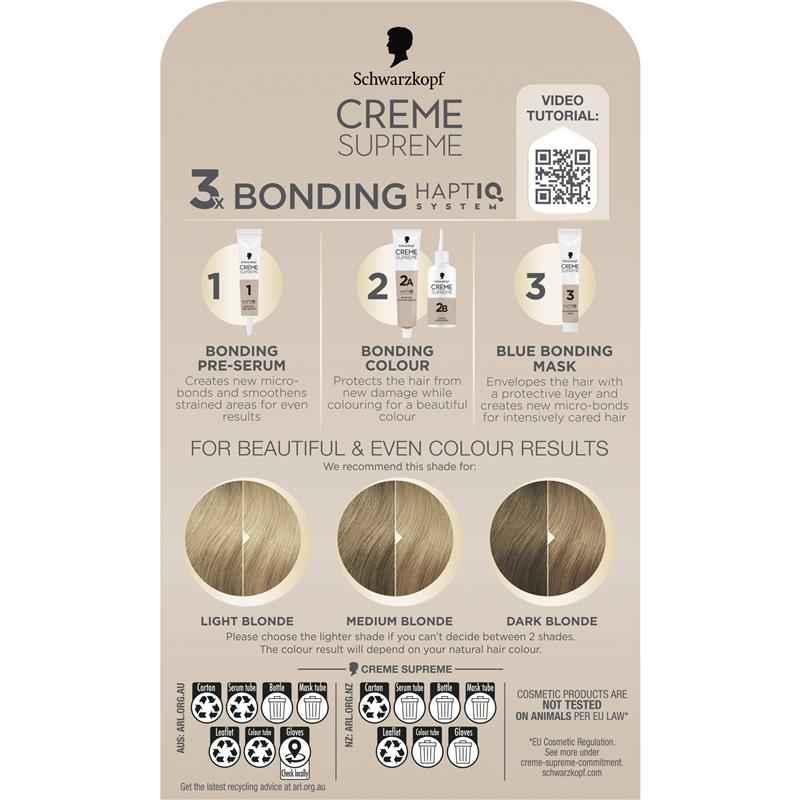 Schwarzkopf Creme Supreme Permanent Cool Ash Light Blonde 9-16