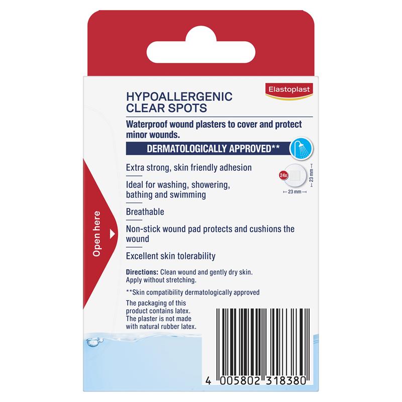 Elastoplast Sensitive Transparent Hypoallergenic Spot 24 Spots