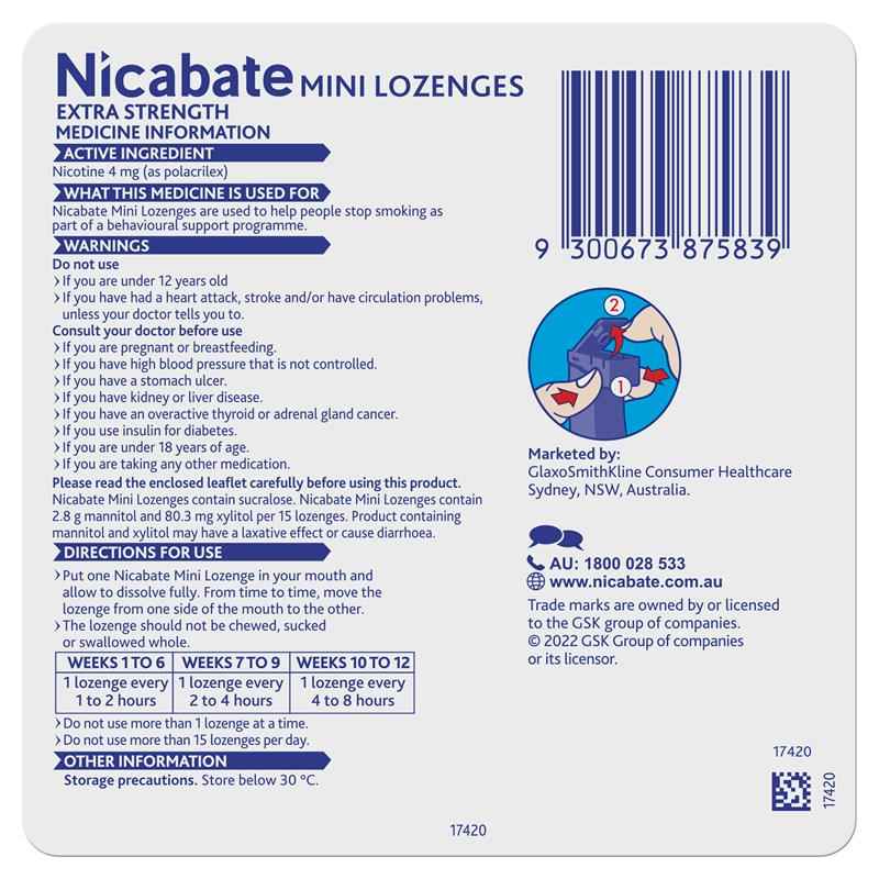 Nicabate Minis 4mg 20 Lozenges