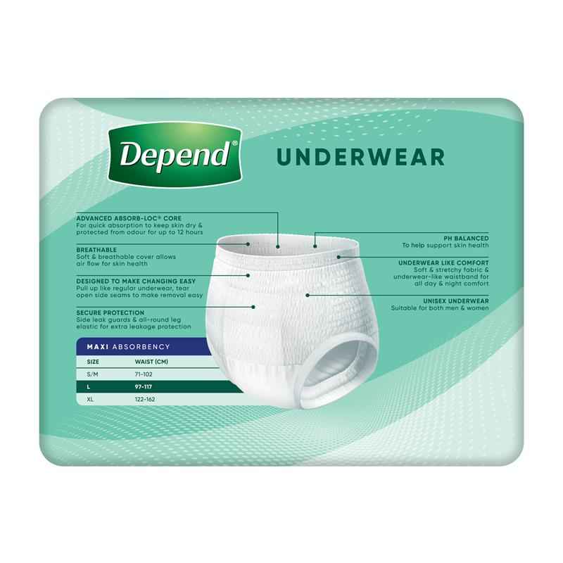 Depend Unisex Maxi Underwear Size L 10 Pack Exclusive