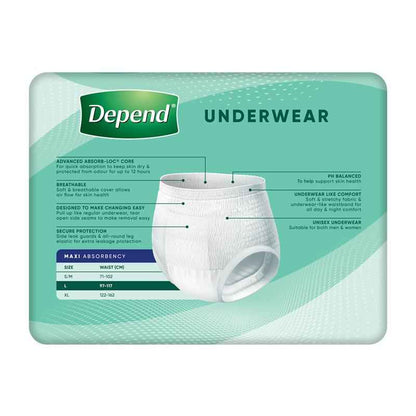 Depend Unisex Maxi Underwear Size L 10 Pack Exclusive