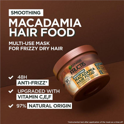 Garnier Fructis Hair Food Smoothing Macadamia 3-in-1 Mask Treatment for Dry & Unruly Hair 390ml