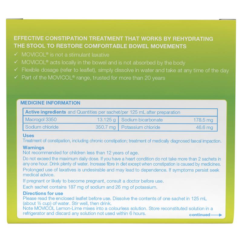 Movicol Powder Lemon Lime 10 Sachets