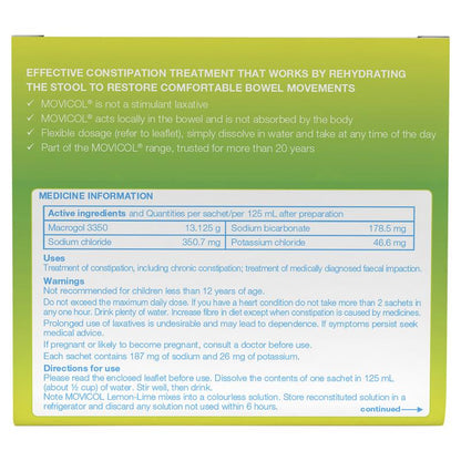 Movicol Powder Lemon Lime 10 Sachets