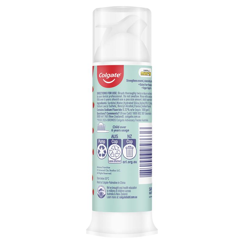 Colgate Toothpaste Kids Minion Strawberry Pump 6+ Years 85g