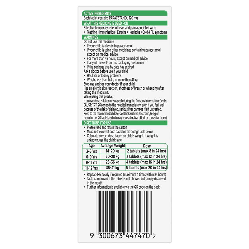 Panadol Children Chewable Tablets 3 Years+ 24 Tablets