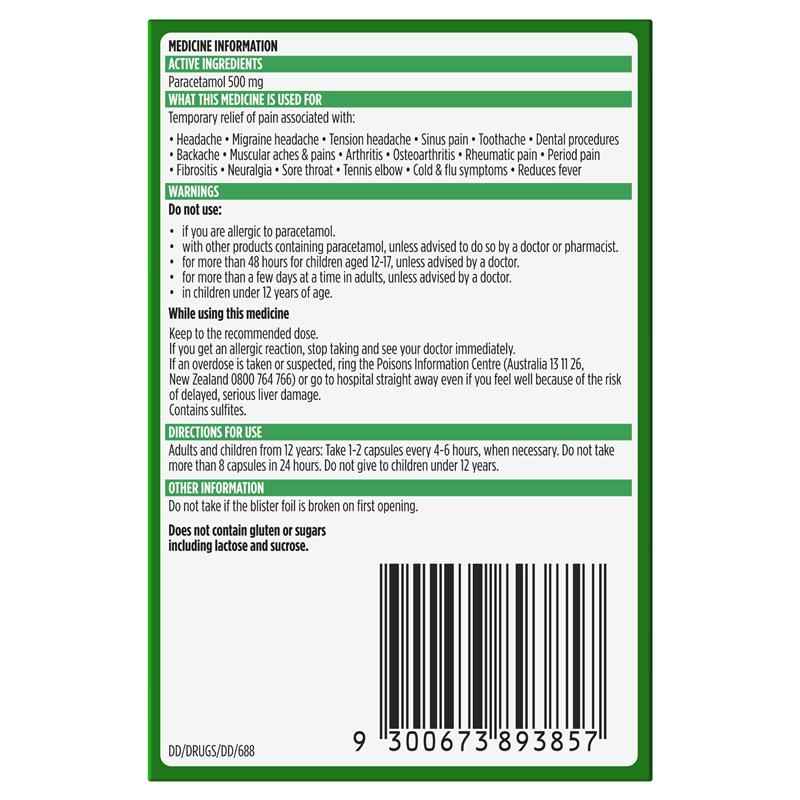 Panadol Liquid Capsules Paracetamol Pain Relief 48 Capsules