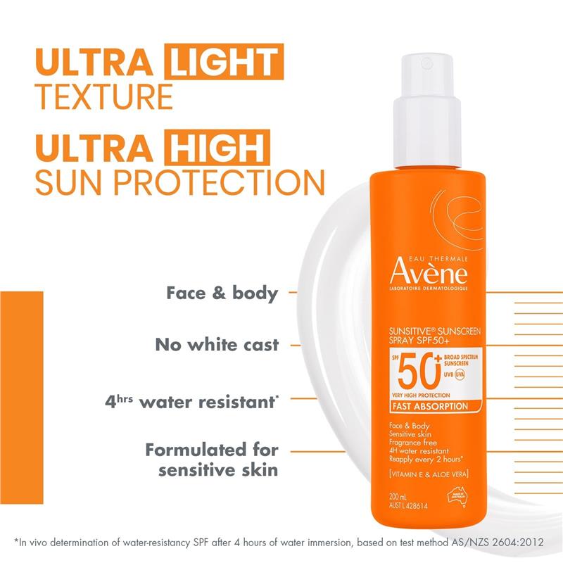 Avene Sunsitive Sunscreen Spray SPF 50+ 200ml