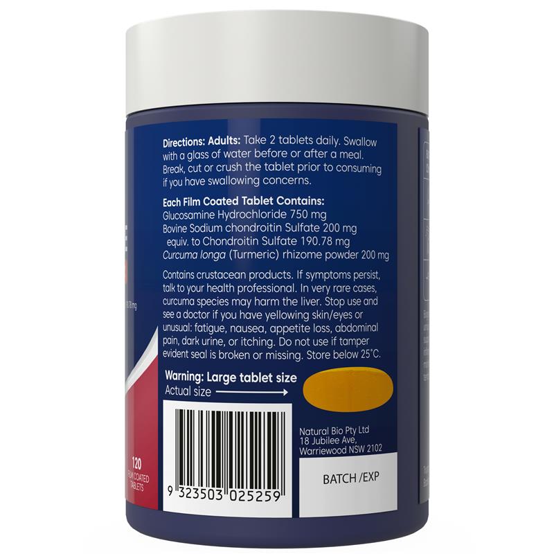 Bioglan Glucosamine + Chondroitin + Turmeric 120 Tablets