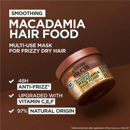 Garnier Fructis Hair Food Smoothing Macadamia 3-in-1 Mask Treatment for Dry & Unruly Hair 390ml
