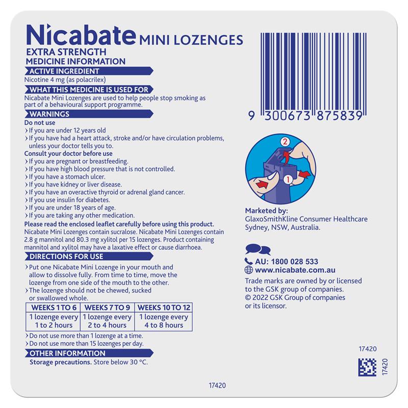 Nicabate Minis 4mg 20 Lozenges