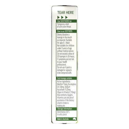 Soothers Eucalyptus/Menthol Lozenges 10