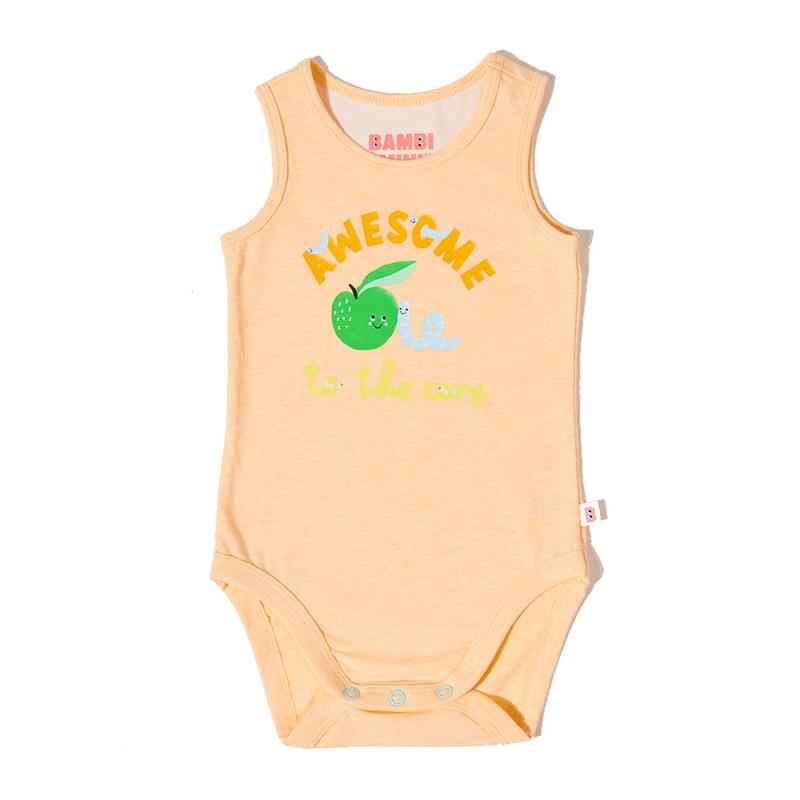 Bambi Mini Co. Supersinglet Bodysuit Unisex Orange Awesome and Bananas 2 pack 12-18