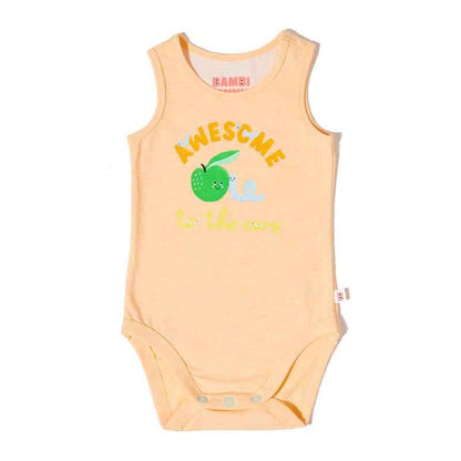 Bambi Mini Co. Supersinglet Bodysuit Unisex Orange Awesome and Bananas 2 pack 12-18