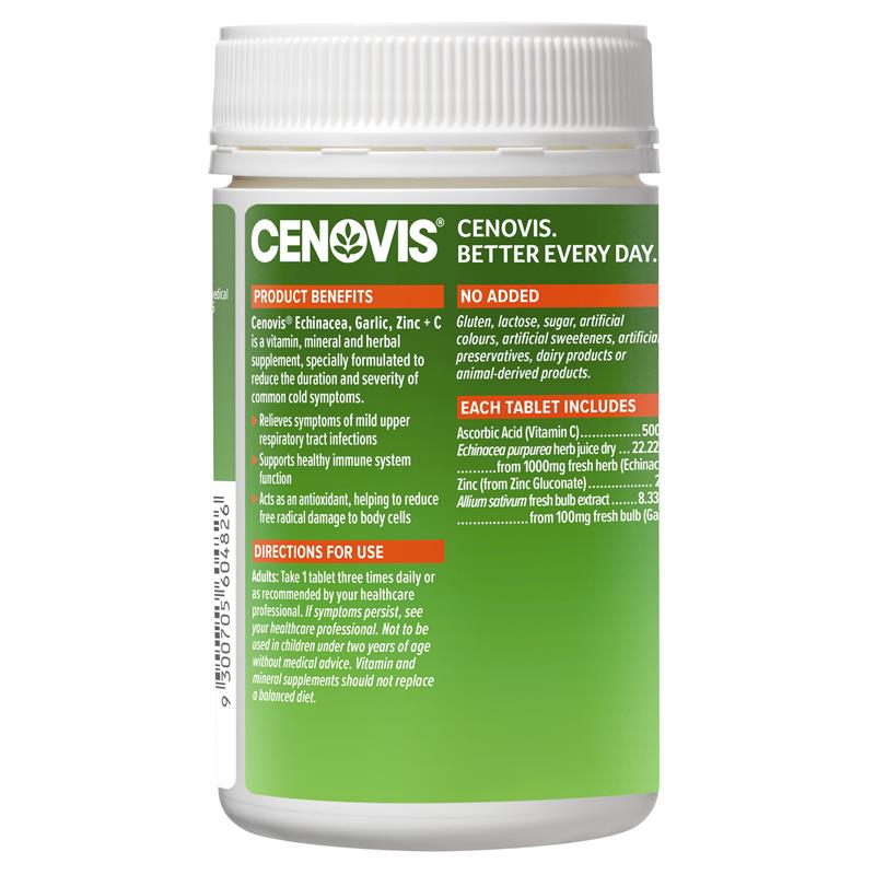 Cenovis Echinacea, Garlic, Zinc + C 180 Tablets Exclusive Size