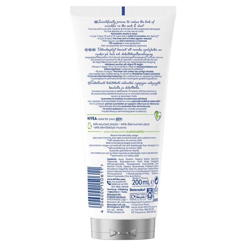 NIVEA Q10 Firming + Anti Wrinkle Neck & Chest Cream with Creatine & Provitamin B5 200ml