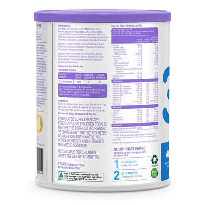Bubs Goat Stage 3 Toddler Formula 800g