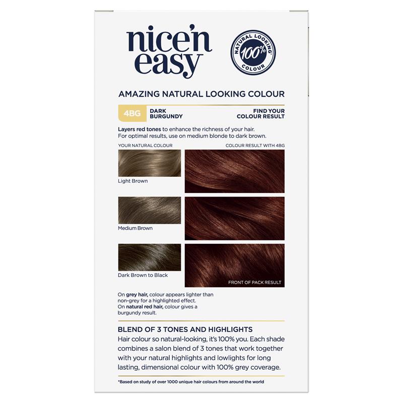 Clairol Nice N Easy 4BG Burgundy Permanent Hair Colour
