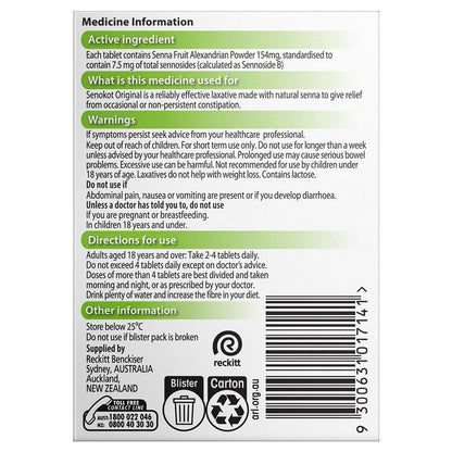 Senokot Tablets Constipation Relief Laxative 100 Pack