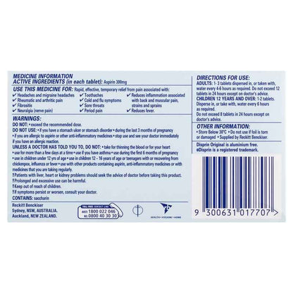 Disprin Soluble Direct Fast Acting Pain Relief Tablets 24 Pack