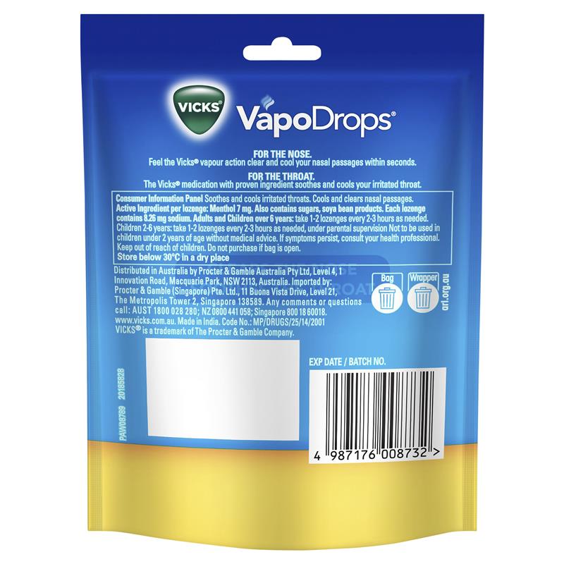 Vicks VapoDrops Butter Menthol Lozenges 24 Pack