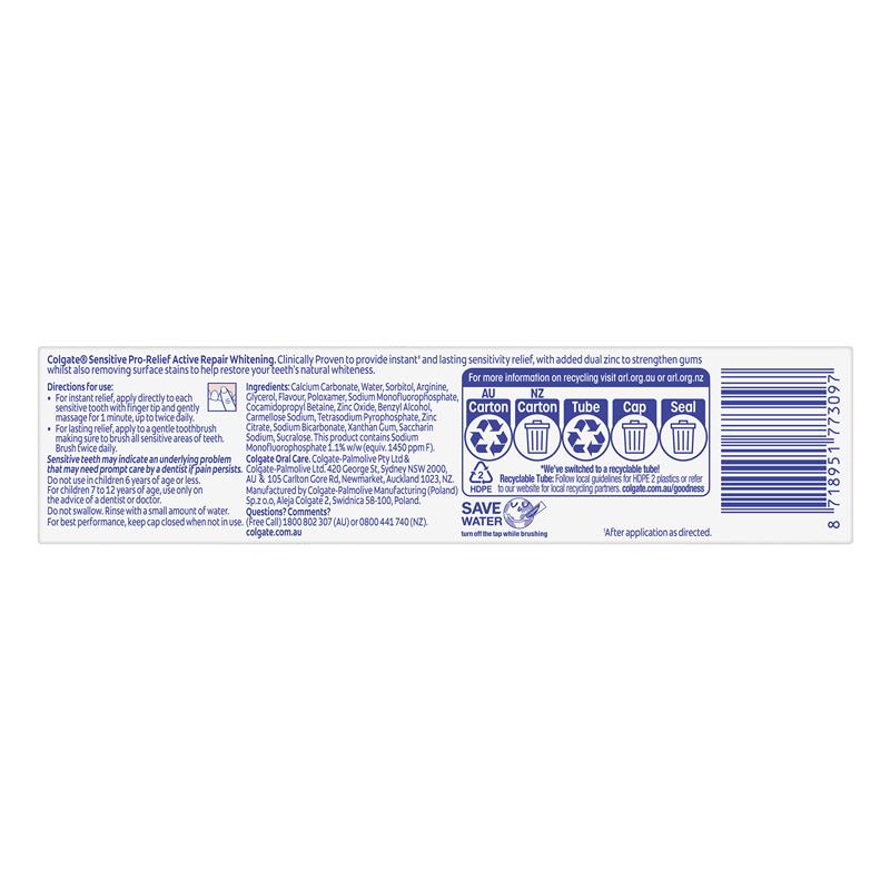 Colgate Toothpaste Sensitive ProRelief Active Repair +Gum Care 110g