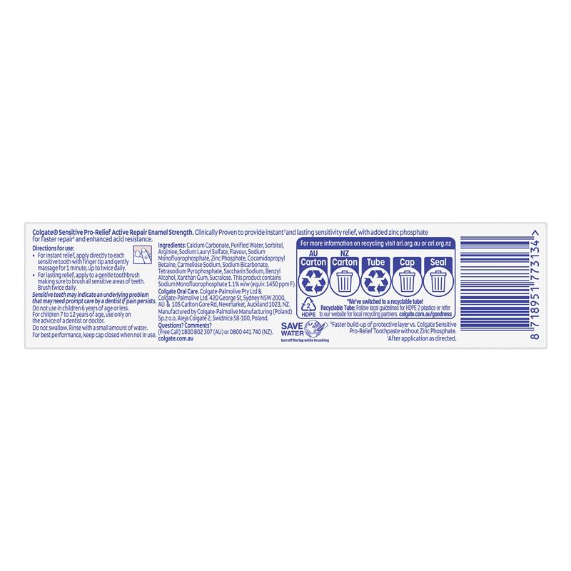 Colgate Toothpaste Sensitive ProRelief Active Repair + Enamel 110g
