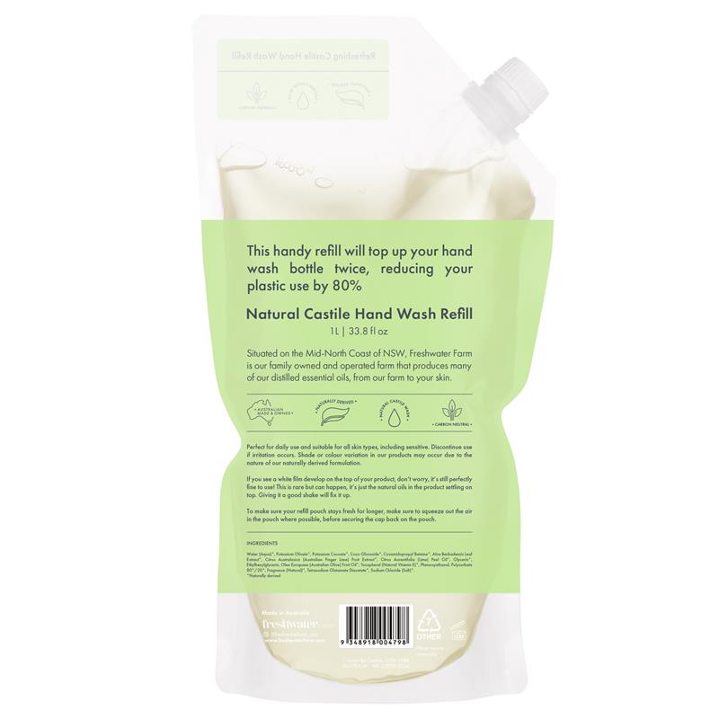 Freshwater Farm Hand Wash Aloe + Finger Lime Refill Pouch 1 Litre