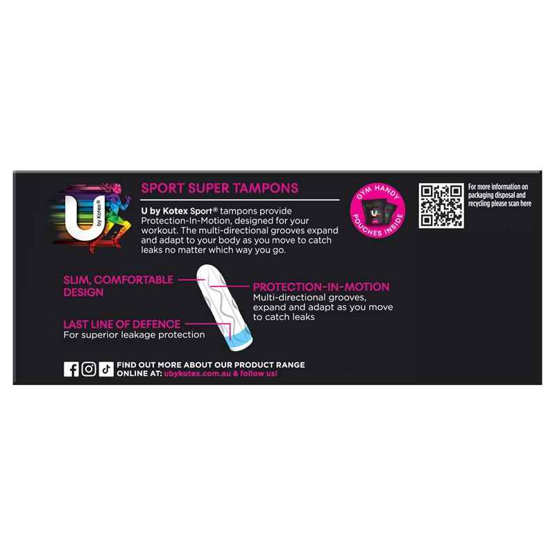 U By Kotex Sport Tampons Super 16 Pack