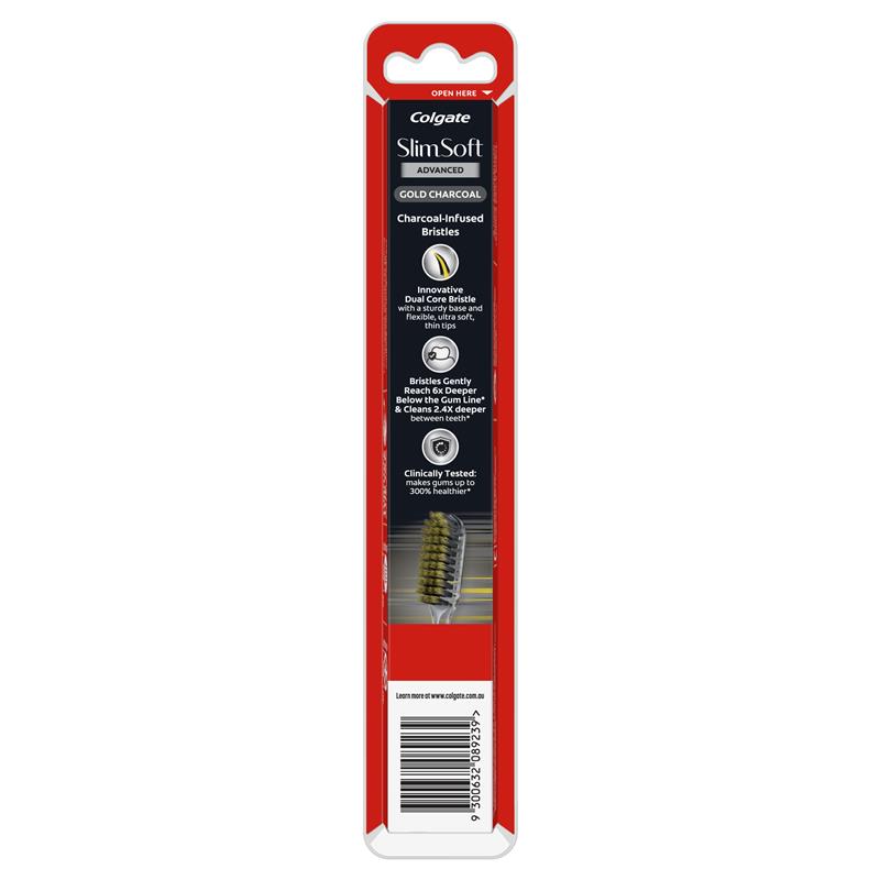 Colgate Slim Soft Advanced Charcoal with Charcoal infused bristles Ultra Soft Toothbrush