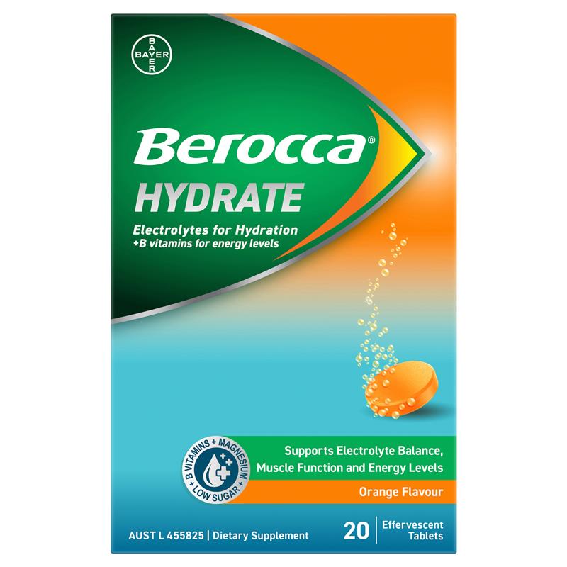 Berocca Hydrate Orange 20 Effervescent Tablets - GimmeNow
