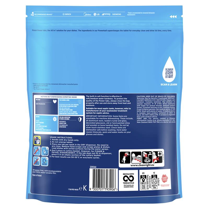 Finish Power Dishwashing Tablets Lemon Sparkle 60 Pack