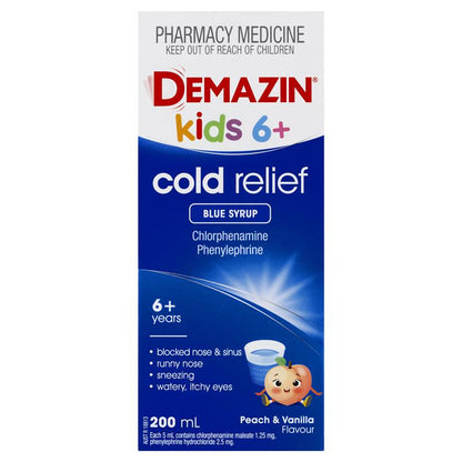 Demazin Kids 6+ Cold Relief Blue Syrup 200ml