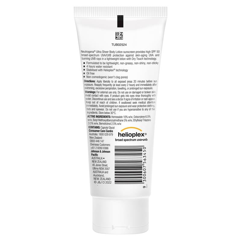 Neutrogena Ultra Sheer Body Lotion Sunscreen SPF 50 85ml