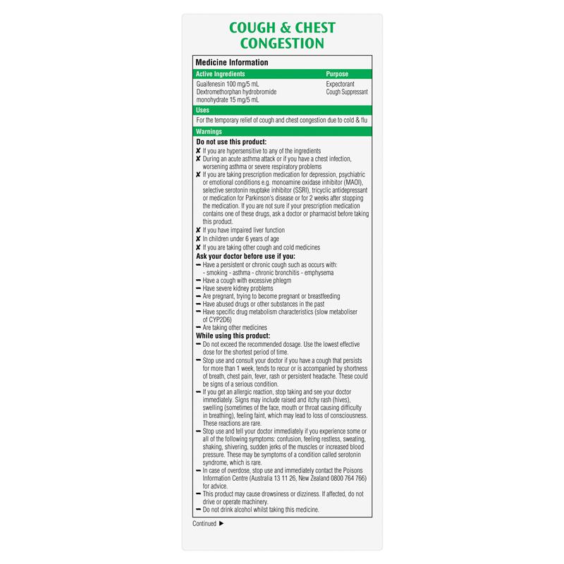 Robitussin Cough & Chest Congestion 250ml Exclusive Size