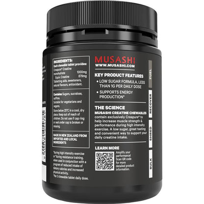 Musashi Creatine Chewables Berry Flavour 60 Tablets