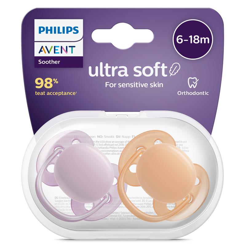 Avent Ultra Soft Soother Neutral 6 - 18 Months 2 Pack