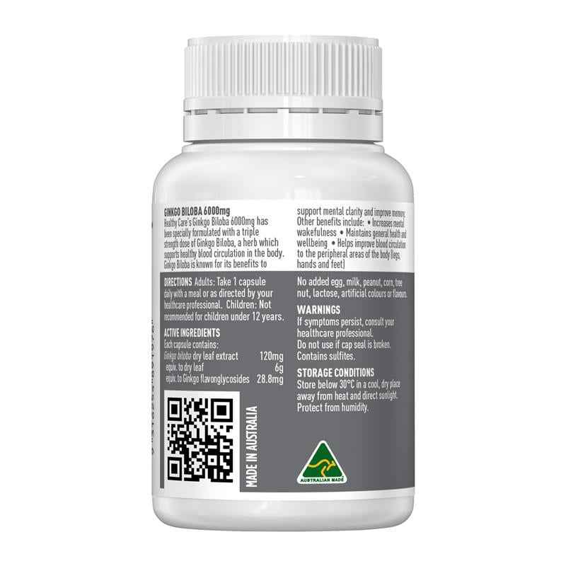 Healthy Care Ginkgo Biloba 6000mg 60 Capsules